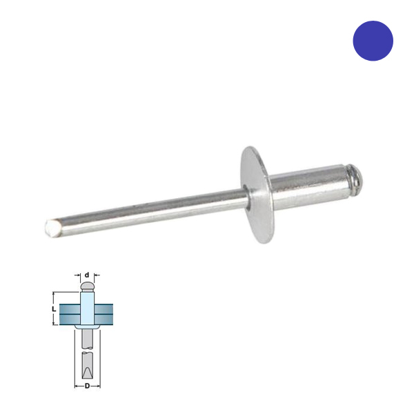 Blindklinknagel RVS A2 4.8x10mm kop 14mm