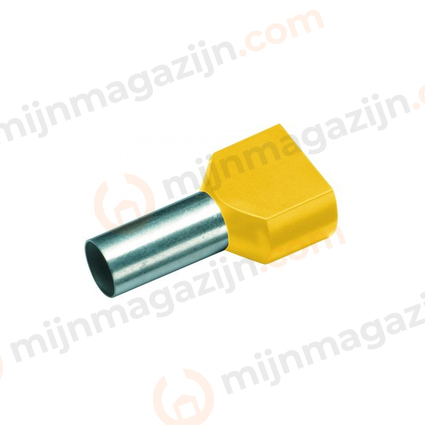 Adereindhuls 1qmm L=8mm twin geel WE 100st.