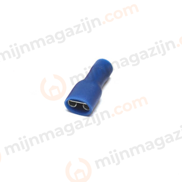 Kabelschoen female 6.3mm blauw geissoleerd 100st.