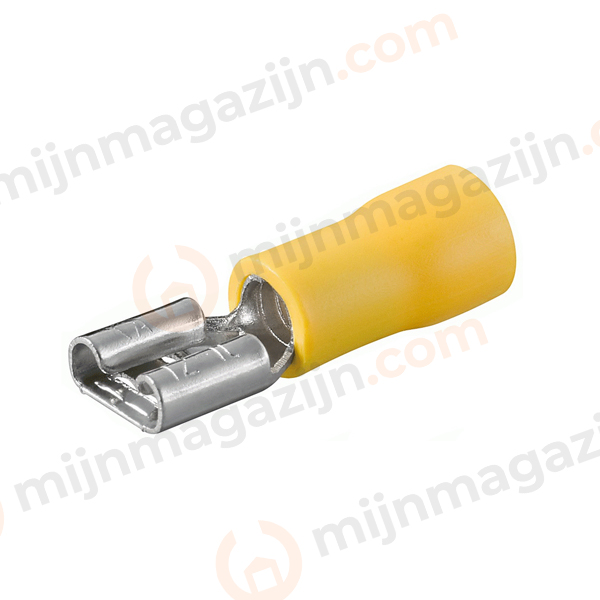 Kabelschoen female plat 6.3mm geel 100st.