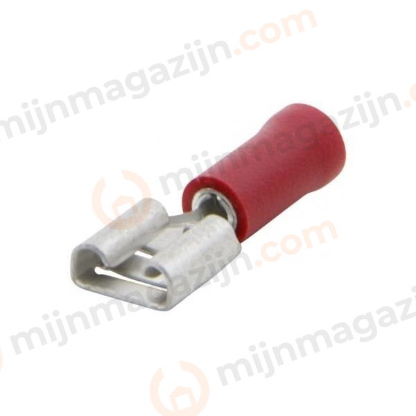 Kabelschoen female plat 6.3mm rood 100st.