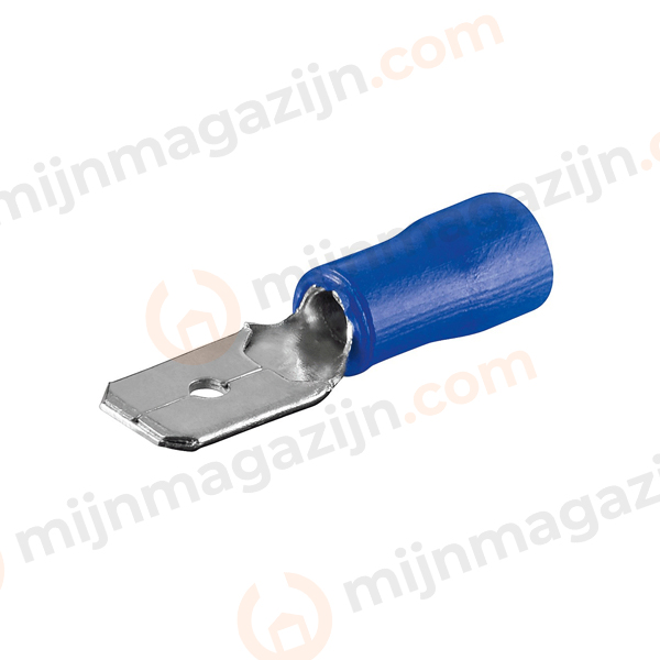 Kabelschoen male plat 4.8mm blauw 100st.
