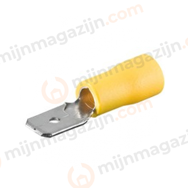 Kabelschoen male plat 6.3mm geel 100st.