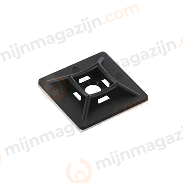 Plakzadel zwart voor kabelbinders 19x19mm 100st.