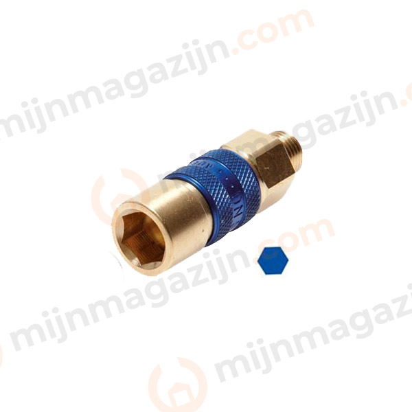 Rectus 21 snelkoppeling 1/8” uitw blauw 6-kant