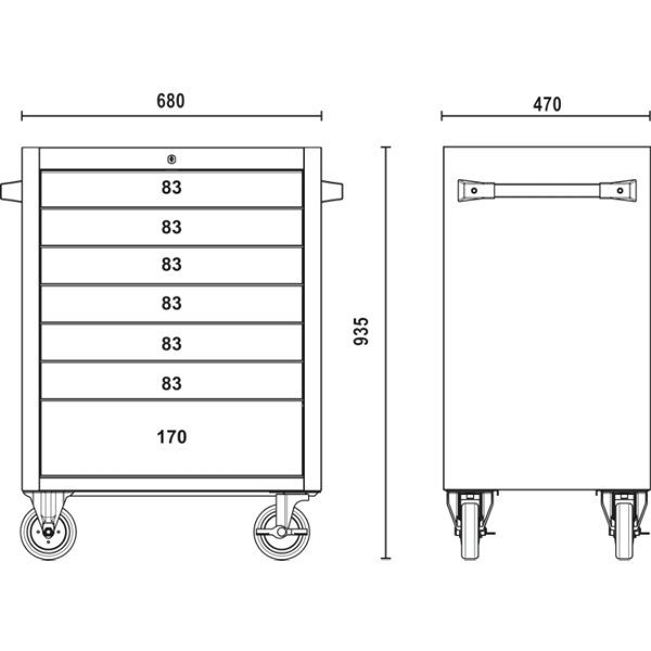 Beta c04tss-7 gereedschapwagen rvs 7 laden - Afbeelding 2