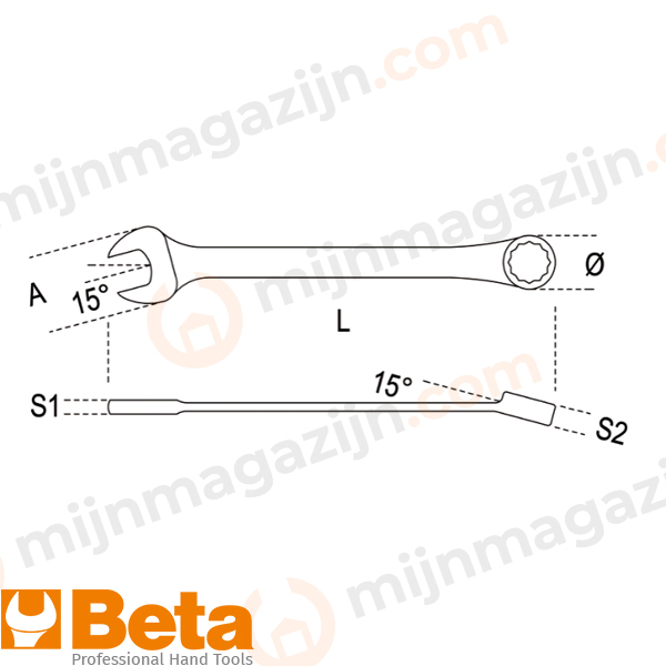 Beta 142 ratelringsteeksleutel 36x36mm - Afbeelding 2