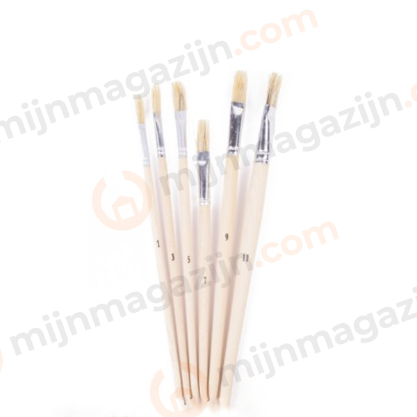 Penseel kwast set plat 6 delig