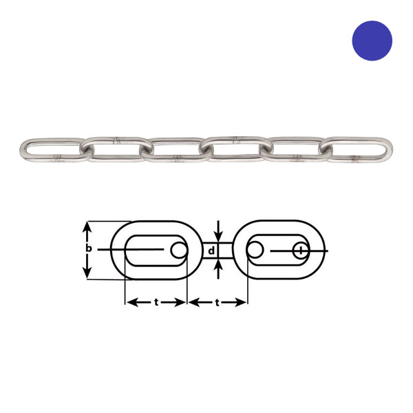 Voetketting RVS316 lange schakel 6mm type:763