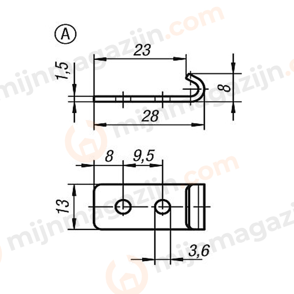 Tegenhaak spansluiting RVS tbv 406415