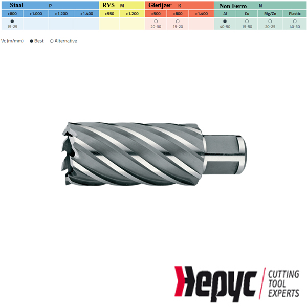 Hepyc Kernboor HSS 24x50mm Weldon