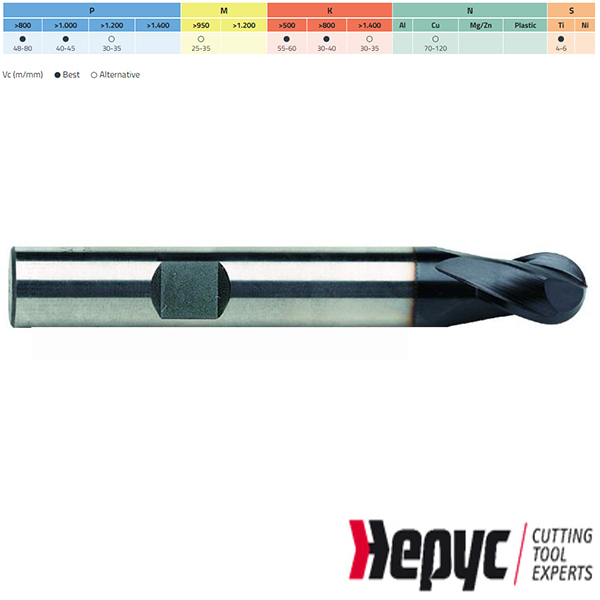 Hepyc Radiusfrees HSSE TIALN Weldon 2Z/07 4mm