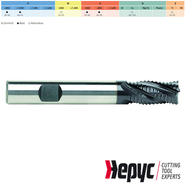 Hepyc ruwfrees HSSE TIALN Weldon 4z 10mm