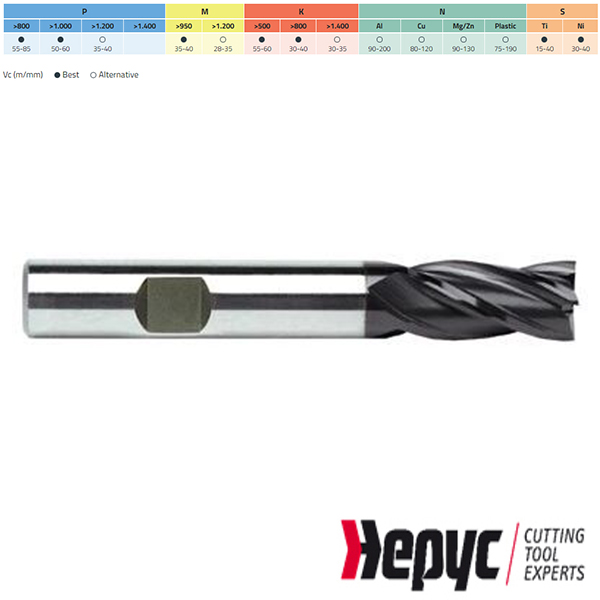 Hepyc vingerfrees HSSE-PM TIALN Weldon 4Z 20mm