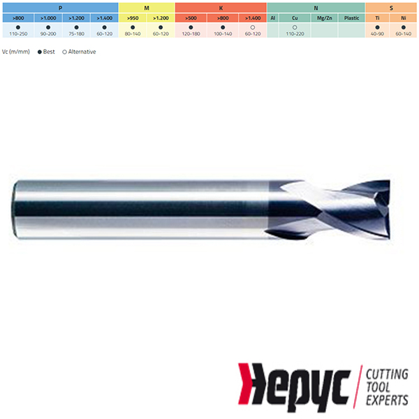 Hepyc spiebaanfrees HM Tialn 2z/30 3mm