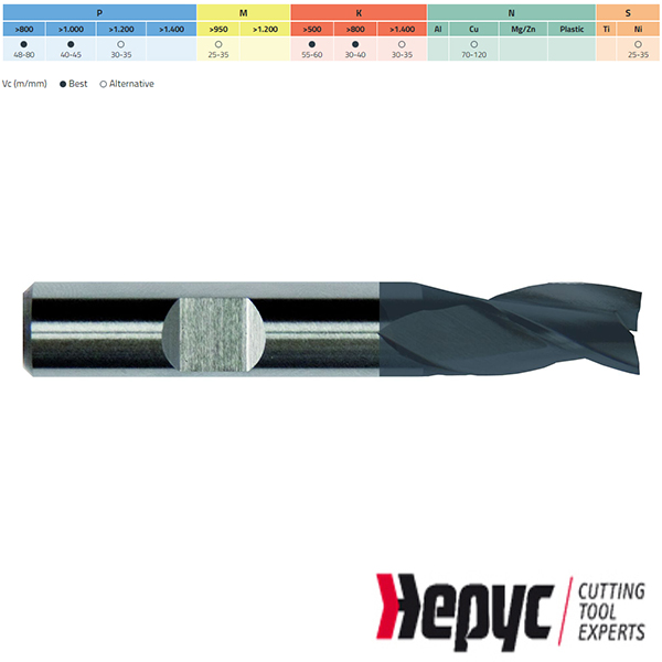 Hepyc universeelfrees HSSE TIALN N Weldon 3Z 12mm