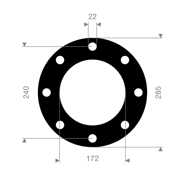 Flenspakking DN150 EPDM PN16 full-face d:3mm - Afbeelding 2