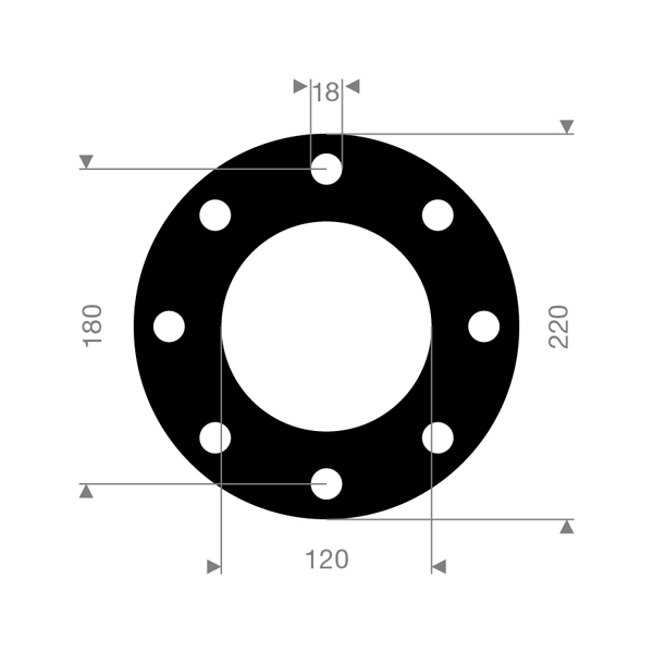 Flenspakking DN100 EPDM PN10/16 full-face d:3mm - Afbeelding 2