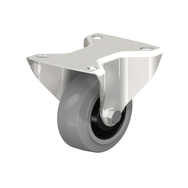 Rubber RVS Bokwiel 100mm plaatbev. 150kg