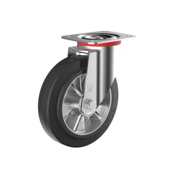 Rubber zwaarlast Zwenkwiel 125mm plaatbev. 250kg