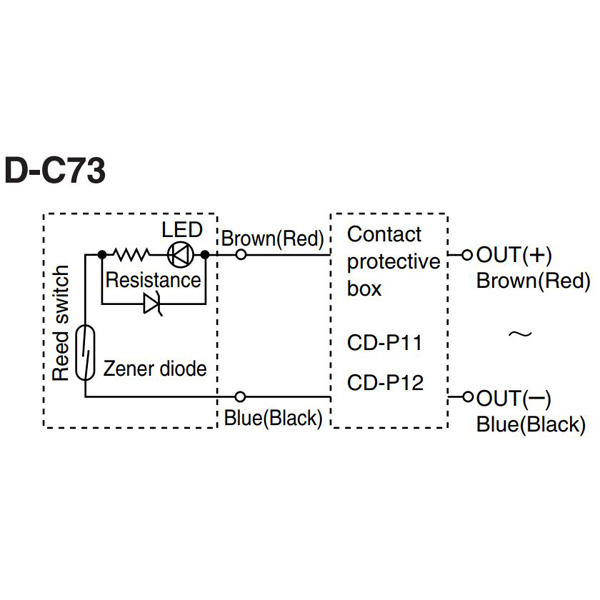 SMC D-C73L Reedswitch 2-draads 3m